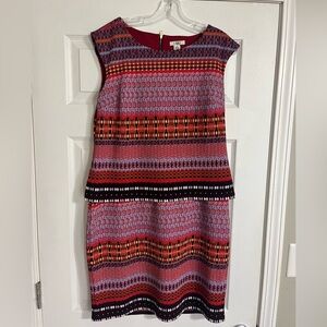 Catos Size 14 Women’s Striped Sheath Dress Layered Pink Red Purple Sleeveless